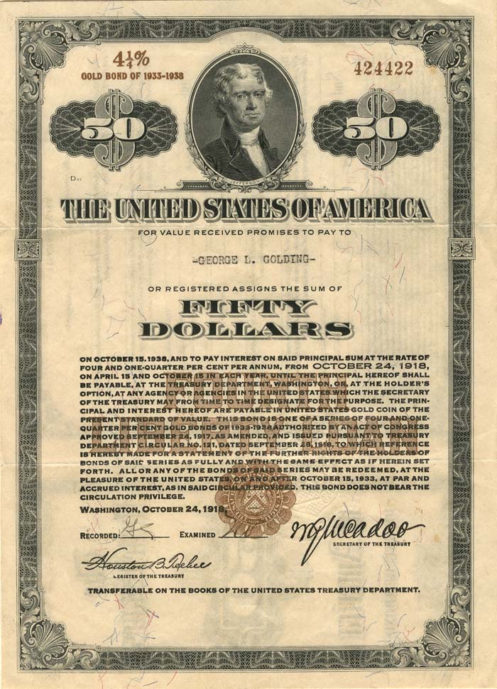 Fifty Dollar 4th Liberty Loan Bond